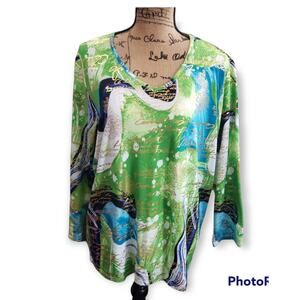 Alia Multi Colored Designs & Writting Long Sleeve Shirt